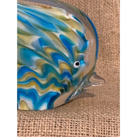 Blue & Yellow Art Glass Angel Fish Paperweight 3.75" x 6" - Picture 10 of 10